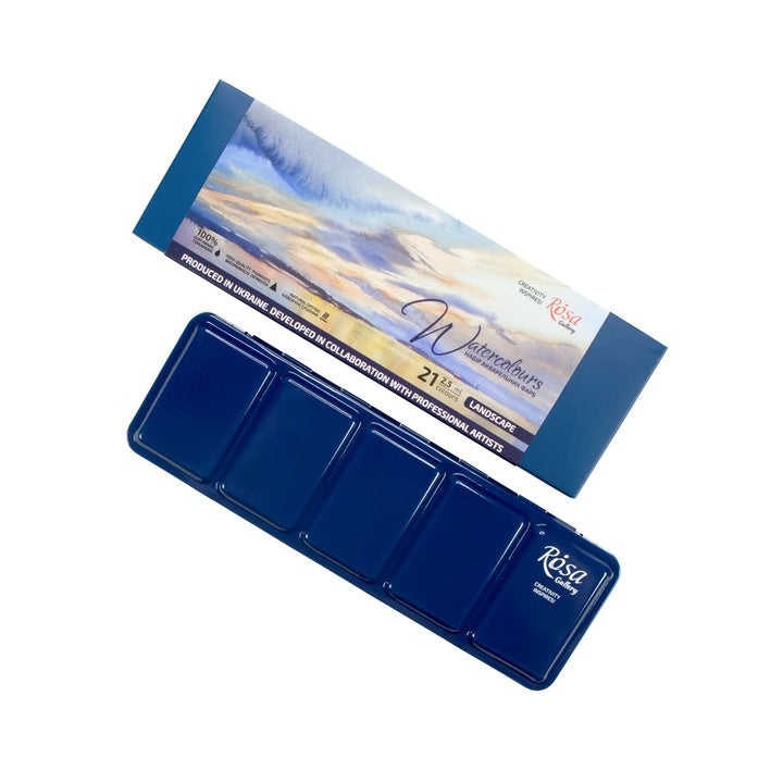 ROSA Gallery Landscape aquarelverfset 21 kleuren in metalen etui – afbeelding 3