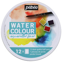 Pébéo aquarelverfset in metalen blik, 12 of 24 stuks