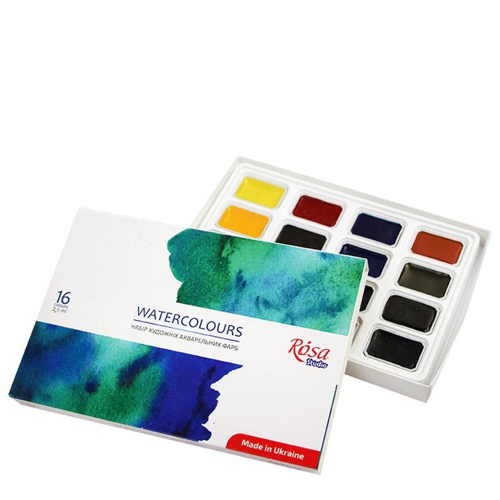 ROSA Studio aquarelverfset 16 × 2,5 ml, hele napjes, karton – afbeelding 2