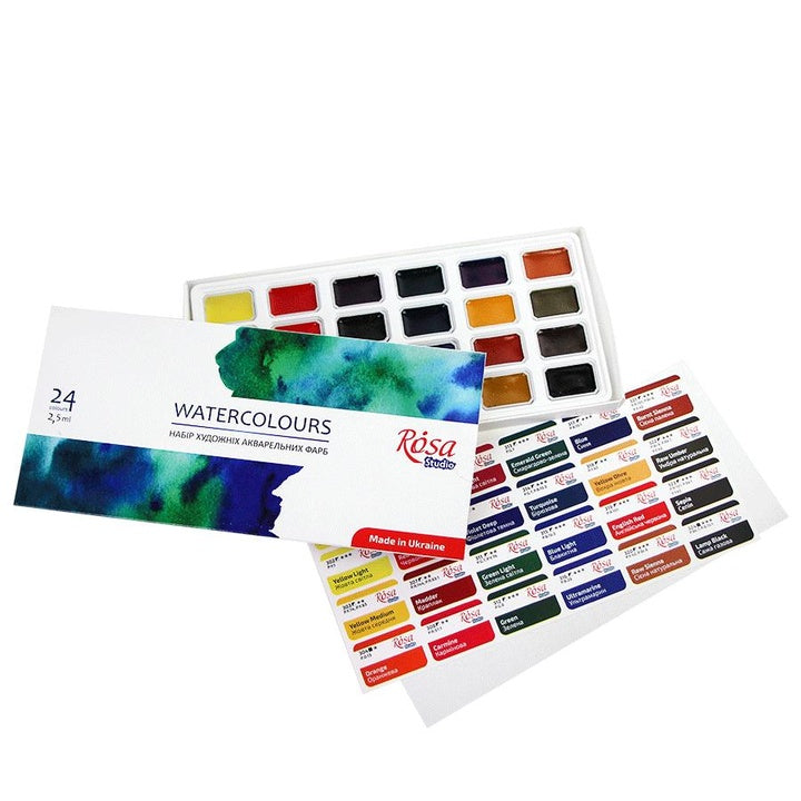 ROSA Studio aquarelverfset 24 × 2,5 ml, volle napjes in karton – afbeelding 3