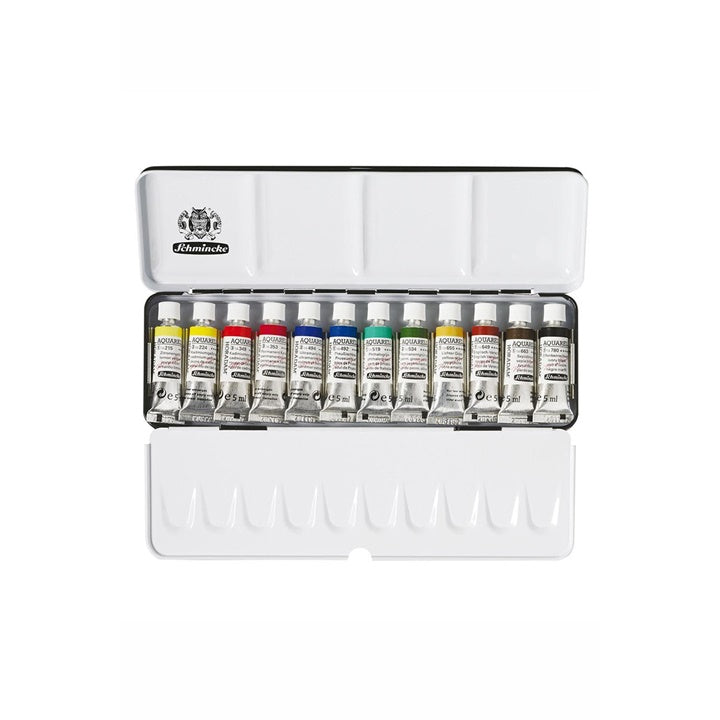 Schmincke Horadam aquarelverfset 12 × 5 ml in metalen doos