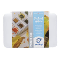 Van Gogh aquarelverfset natuurlijke tinten, 12 napjes