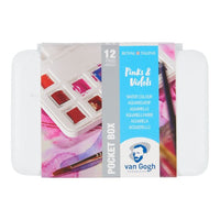Van Gogh aquarelverfset roze en paars, 12 napjes en penseel