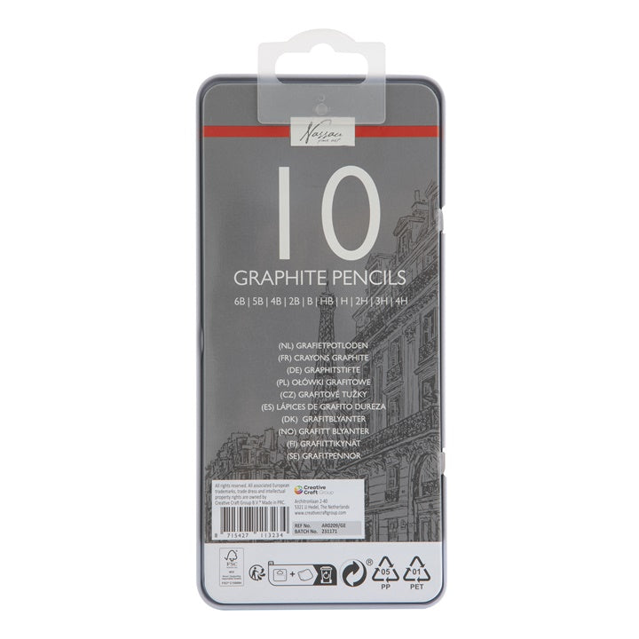 Grafietpotloden Nassau in blik, set van 10 – afbeelding 3