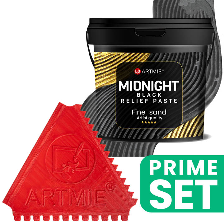 ARTMiE Midnight zwarte structuurpasta 1.000 g, set met gereedschap