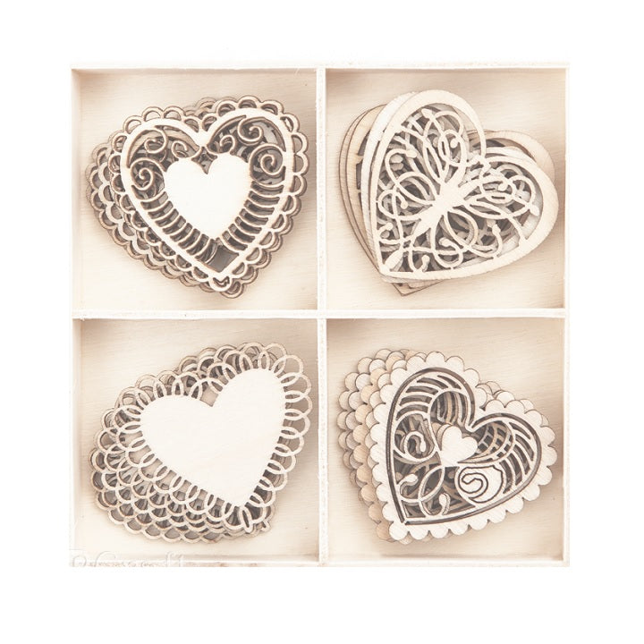 DP Craft houten harten onbehandeld 4 × 4 cm, 20 stuks