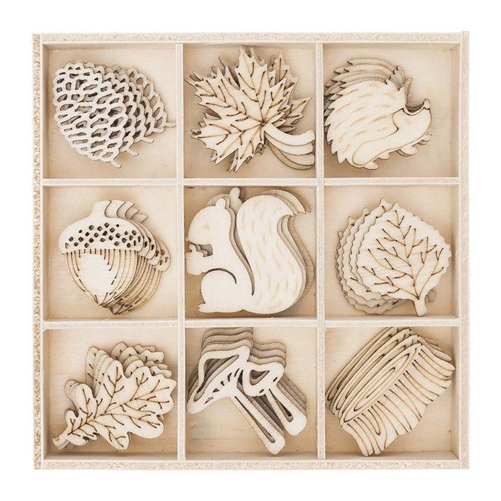 DP Craft houten figuren, bosmotieven – 45 stuks