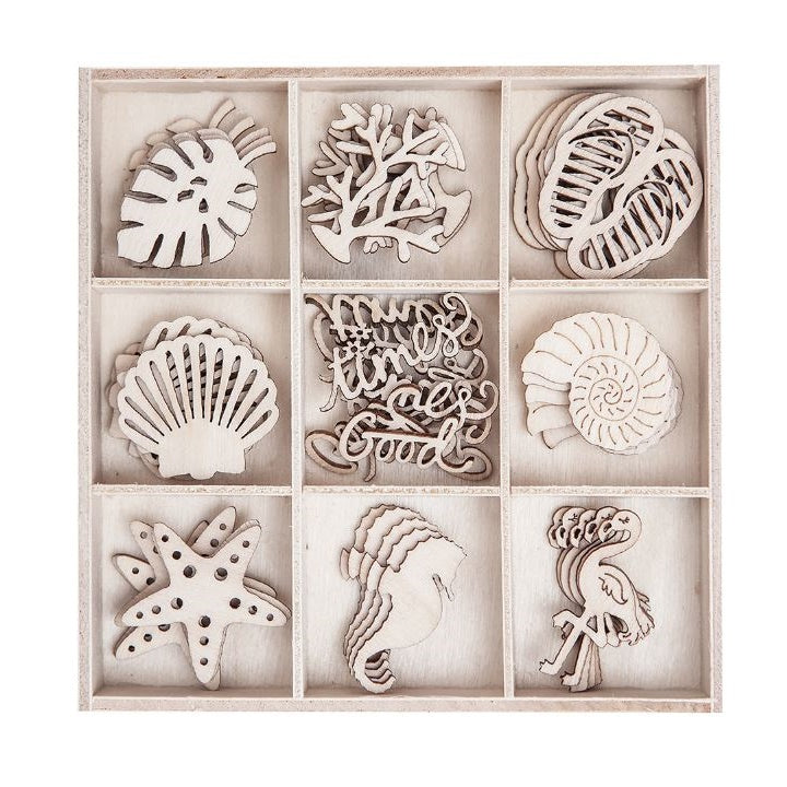 DP Craft houten figuren, zeemotieven – 45 stuks