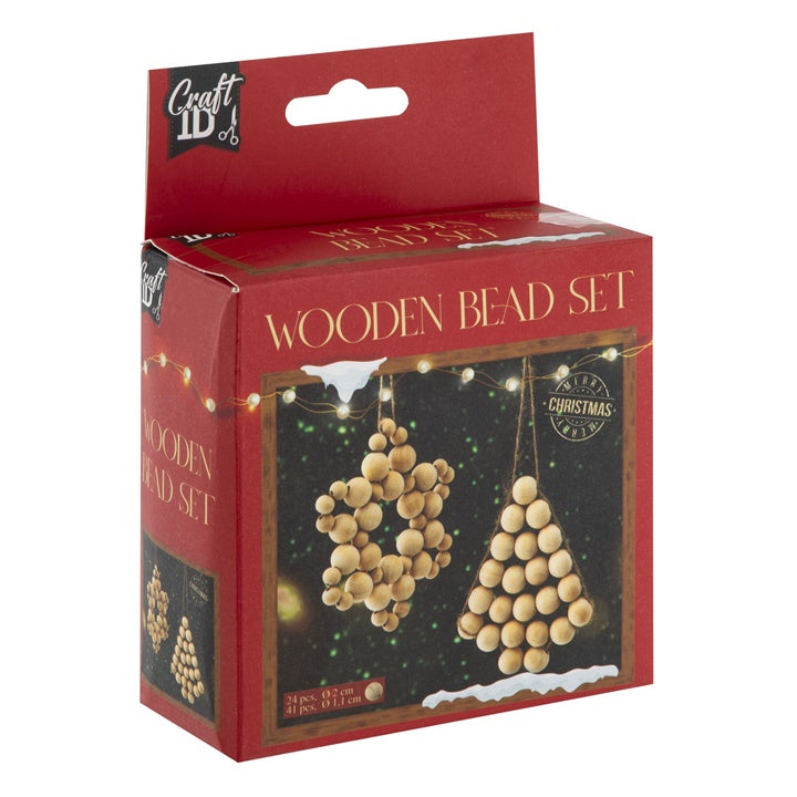 Nassau houten kralenset XMAS, 65 stuks met dubbel koord