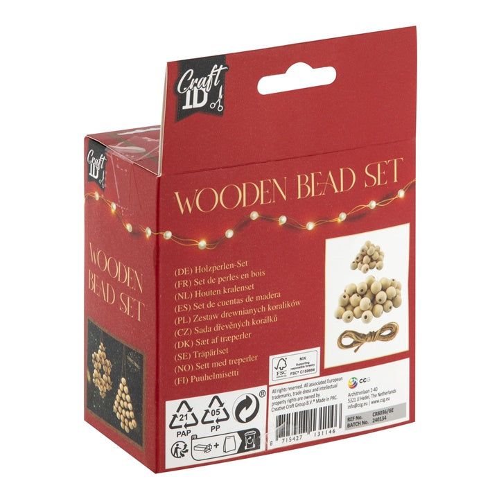 Nassau houten kralenset XMAS, 65 stuks met dubbel koord – afbeelding 2