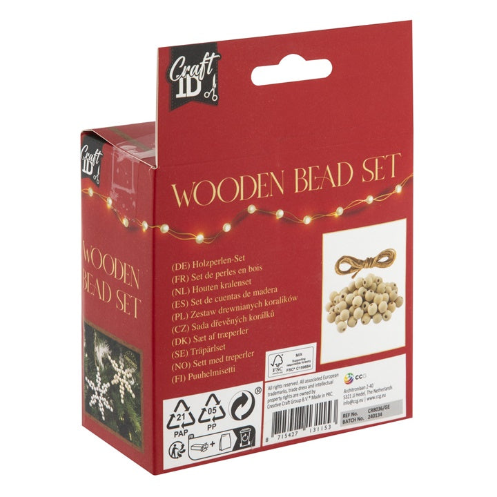 Nassau houten kralenset XMAS STARS, 100 stuks met dubbel koord – afbeelding 2