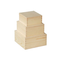Houten kistjes met deksel, set van 3 – grenenhout
