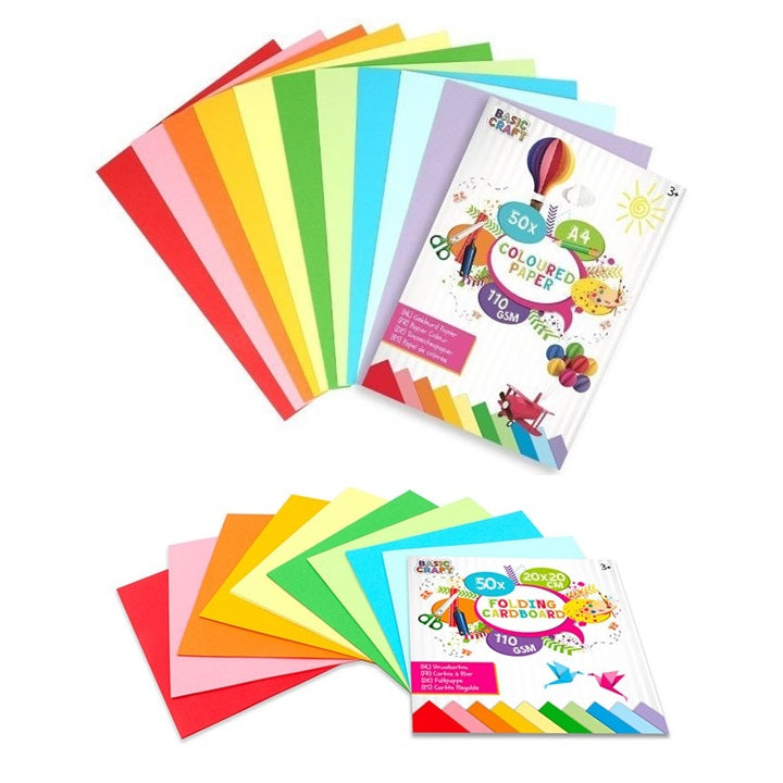 Nassau Basic Craft gekleurd papier, 50 vel, 10 kleuren, 110 g/m²