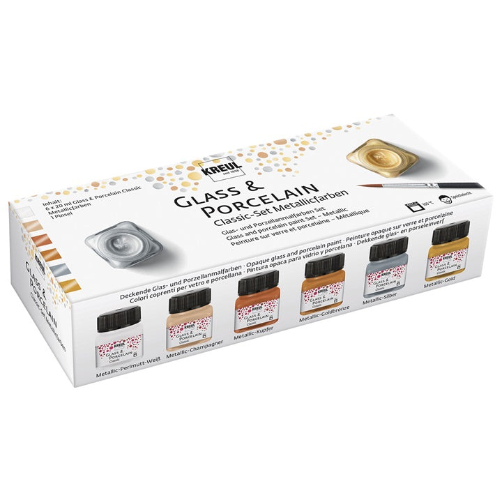 KREUL Classic glas- en porseleinverf metallic, set 6 × 20 ml