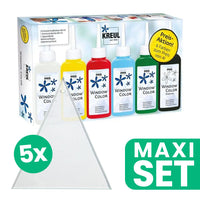 KREUL glasverfset 6 × 20 ml met 5 driehoekige glasstukken