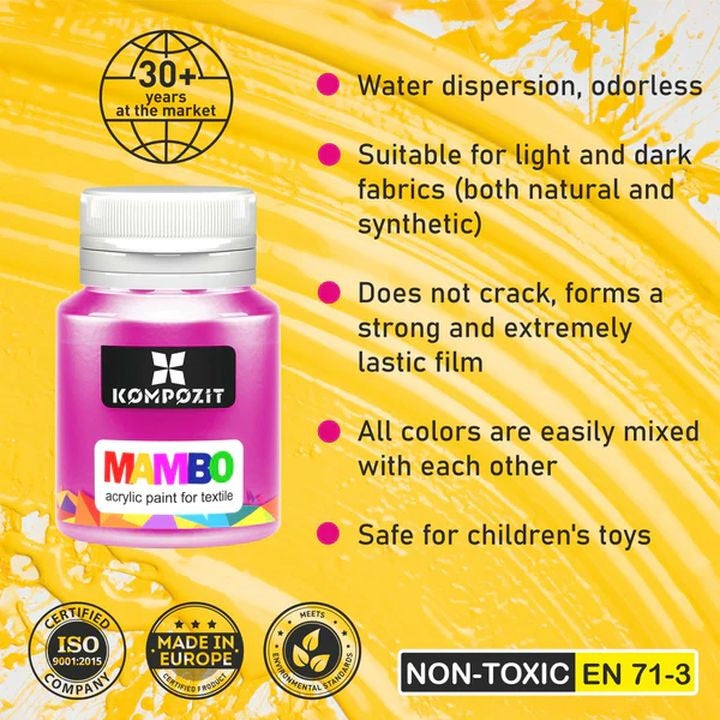 Kompozit Mambo textielverfset voor stof en leer 12 × 20 ml – afbeelding 4