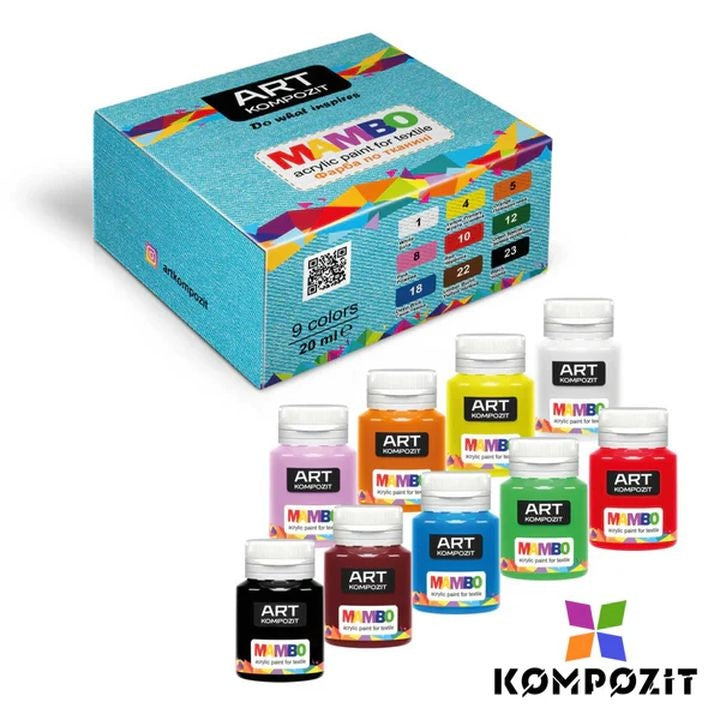 Kompozit Mambo textielverfset voor stof en leer 9 × 20 ml