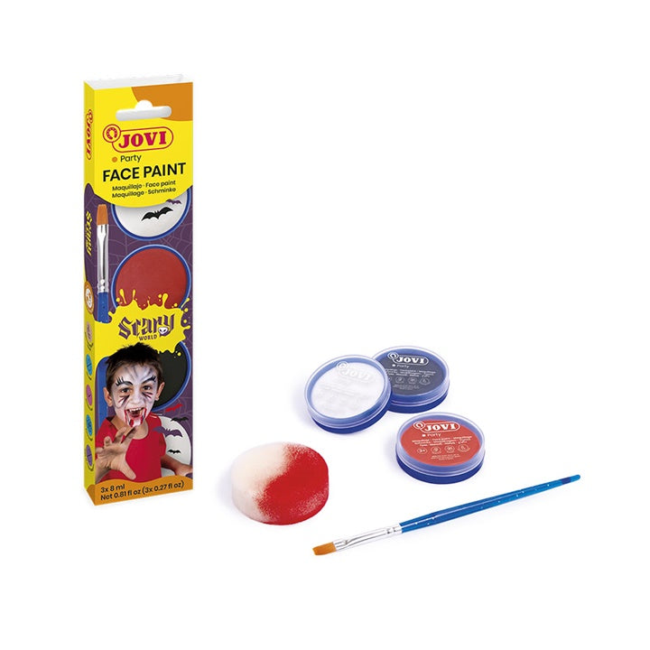 Schminkset JOVI Scary, 3 × 8 ml met spons en penseel