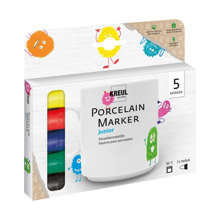 Porselein- en glasstiften KREUL, set van 5 met ronde punt 2–4 mm