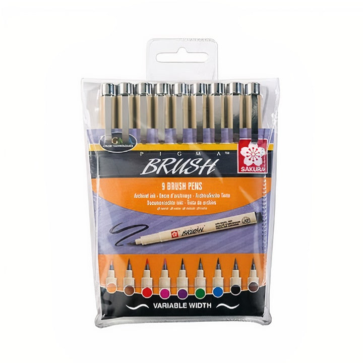 Sakura Pigma Brush brushpennen, set van 9