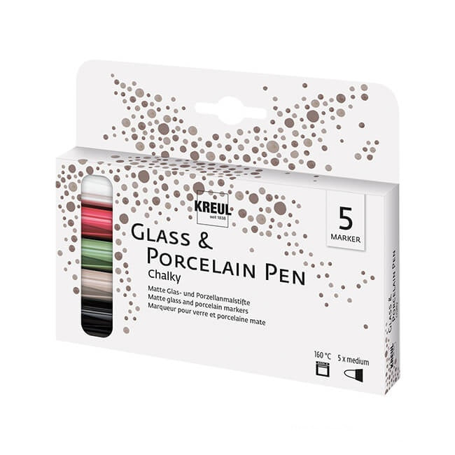 Kreul krijtmarker voor glas en porselein, set van 5