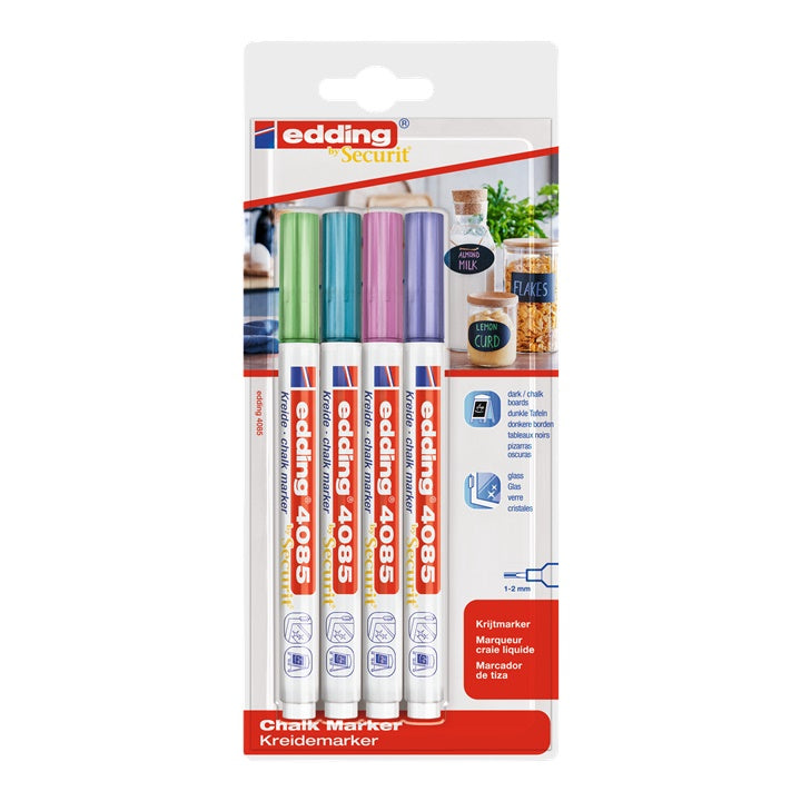 Edding 4085 krijtmarkerset metallic, ronde punt 1–2 mm