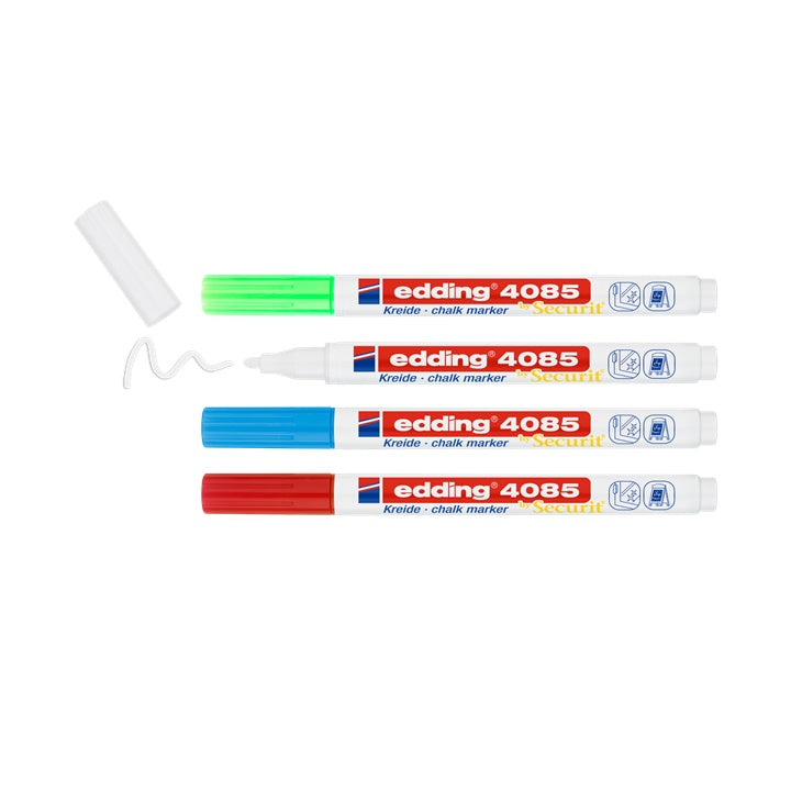 edding 4085 krijtmarker set basiskleuren, 1–2 mm – afbeelding 2