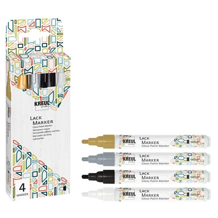 Kreul Gloss Paint Marker lakmarker, set van 4 – afbeelding 2