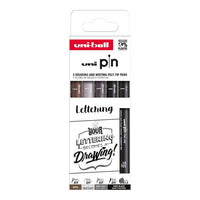 uni-ball PIN fineliners en brushpennen, set van 5