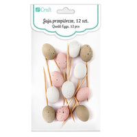 DP Craft decoratie-eitjes op stokje 2,5 × 2 cm, 12 stuks