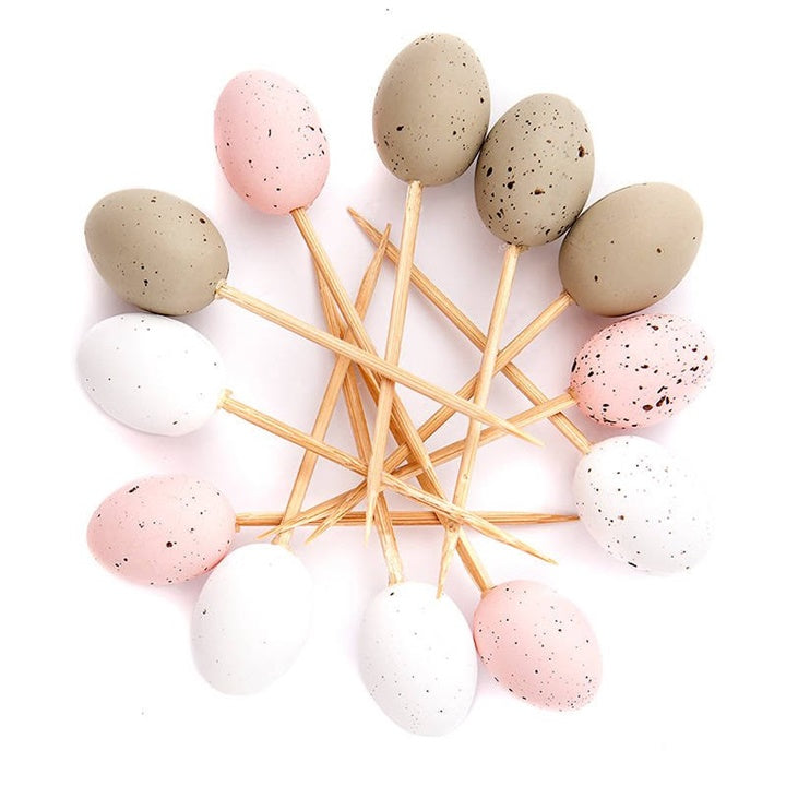 DP Craft decoratie-eitjes op stokje 2,5 × 2 cm, 12 stuks – afbeelding 2