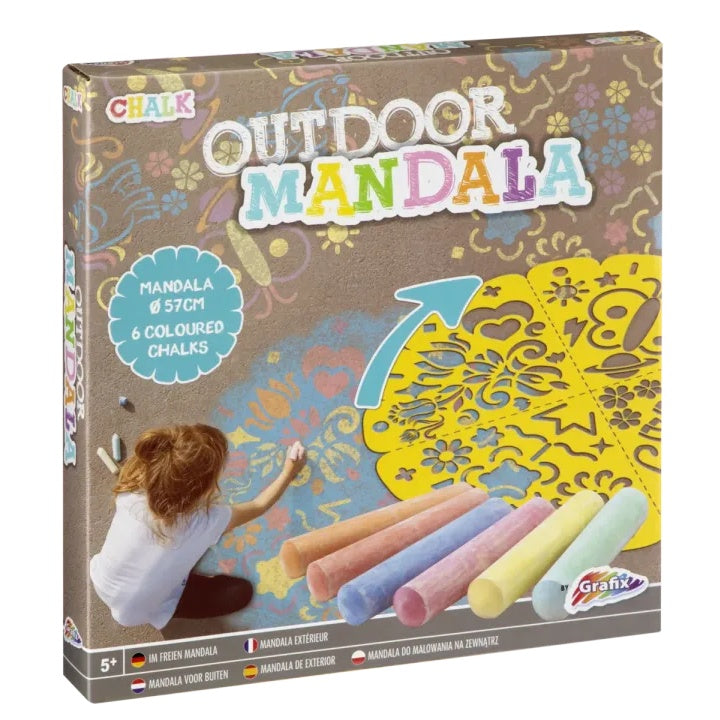 Stoepkrijtset Grafix Mandala Outdoor, sjabloon Ø 57 cm