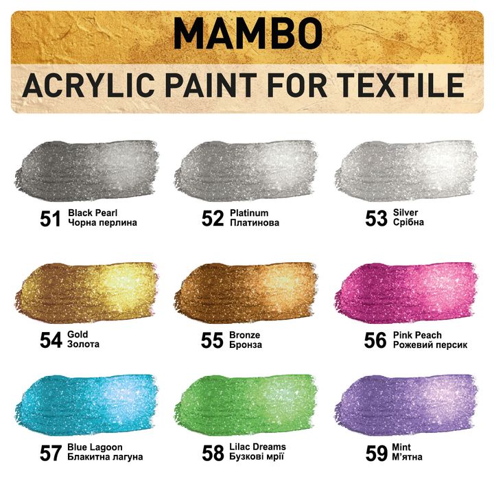 Kompozit Mambo metallic textielverfset voor stof en leer 9 × 20 ml – afbeelding 2