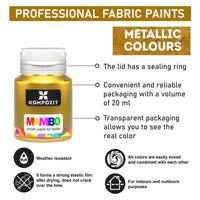 Kompozit Mambo metallic textielverfset voor stof en leer 9 × 20 ml – afbeelding 3