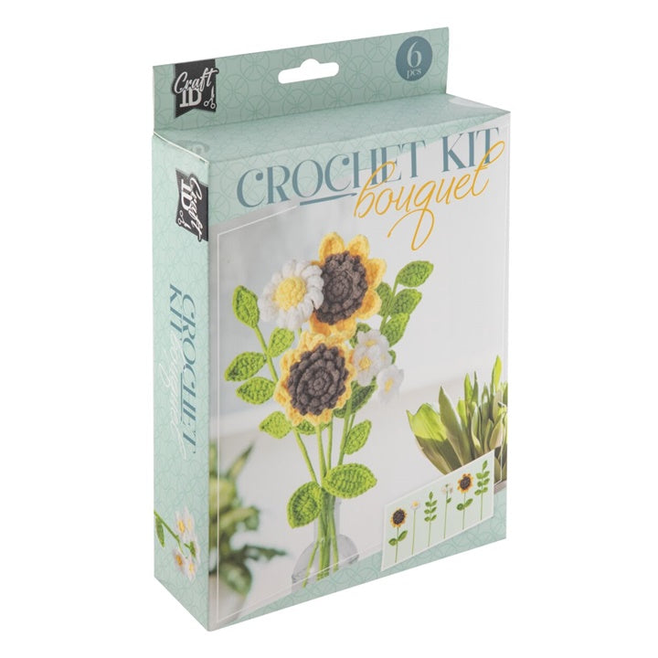 Haakset Nassau boeket zonnebloemen en margrieten, 23 × 45 cm