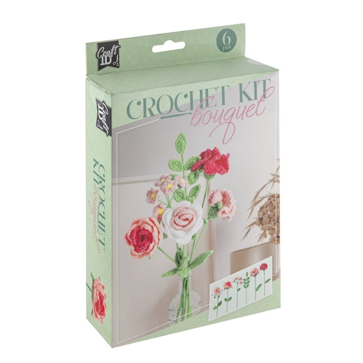 Haakset Nassau boeket roze bloemen, 23 × 45 cm