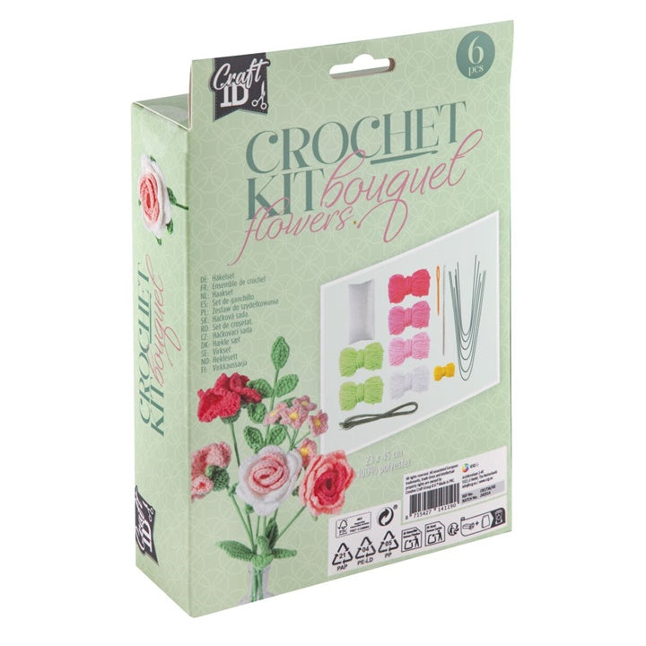 Haakset Nassau boeket roze bloemen, 23 × 45 cm – afbeelding 2
