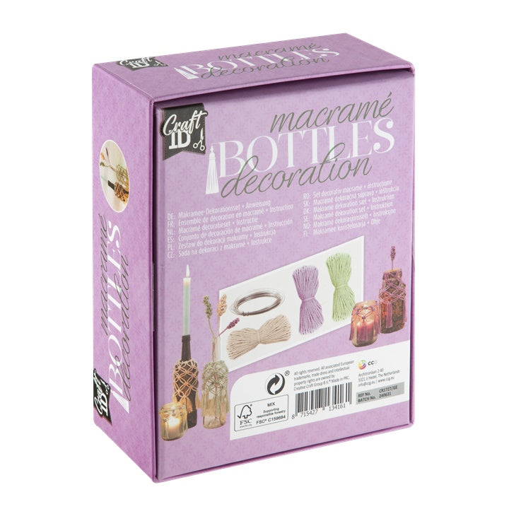 Macraméset flesdecoratie met bloemen – afbeelding 2
