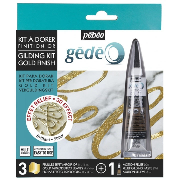 Pébéo verguldset goud: 3 vellen 14 × 14 cm + 20 ml pasta