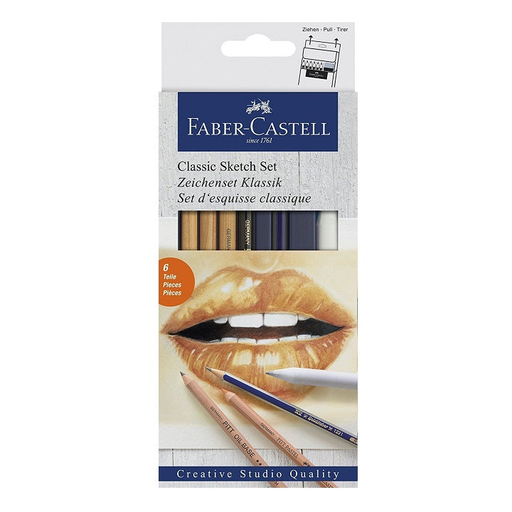 Schetsset Faber-Castell, 6-delig met grafiet en PITT pastel