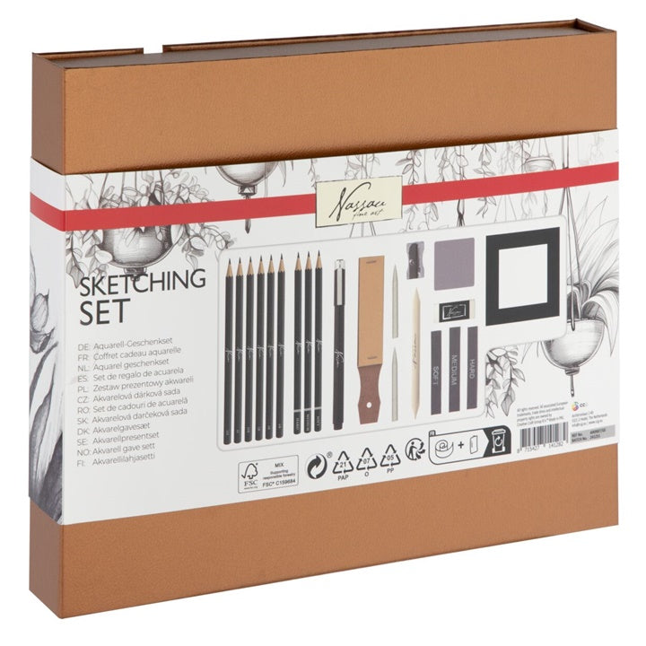 Tekenset Nassau met grafiet en houtskool in magnetische doos – afbeelding 2