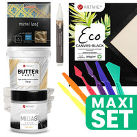 Set voor verzilverd schilderij met plaster art – 30 × 40 cm