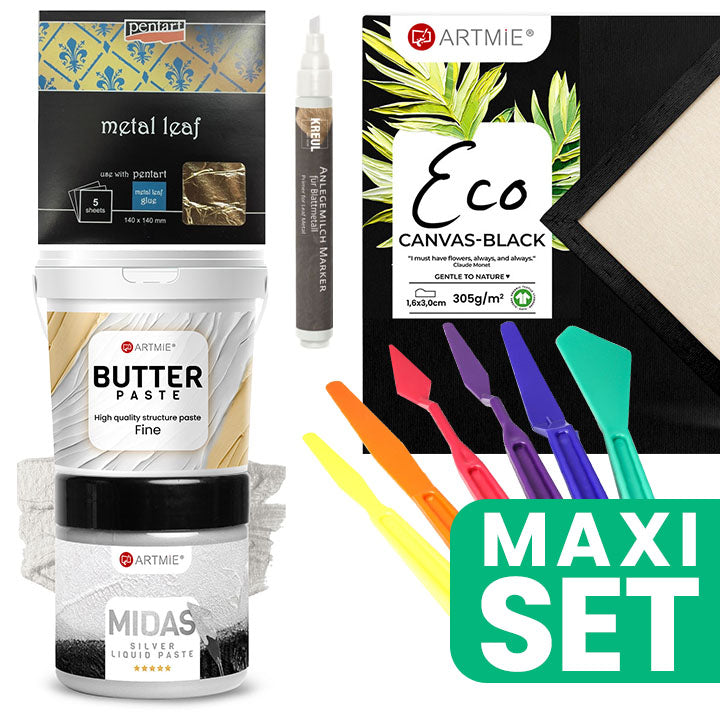 Set voor verzilverd schilderij met plaster art – 30 × 40 cm