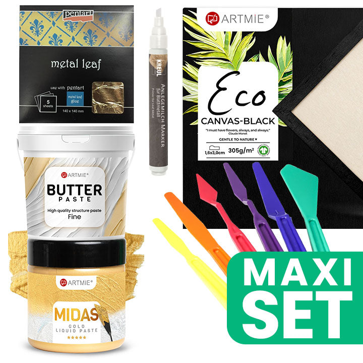 Set voor verguld schilderij met plaster art – 30 × 40 cm