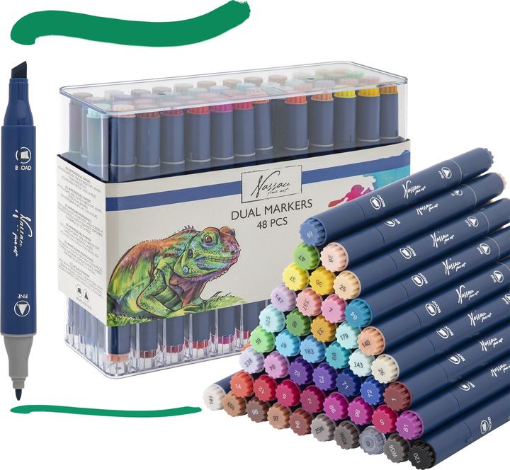 Nassau Fine Art alcoholmarkers met dubbele punt, set van 48 – afbeelding 2