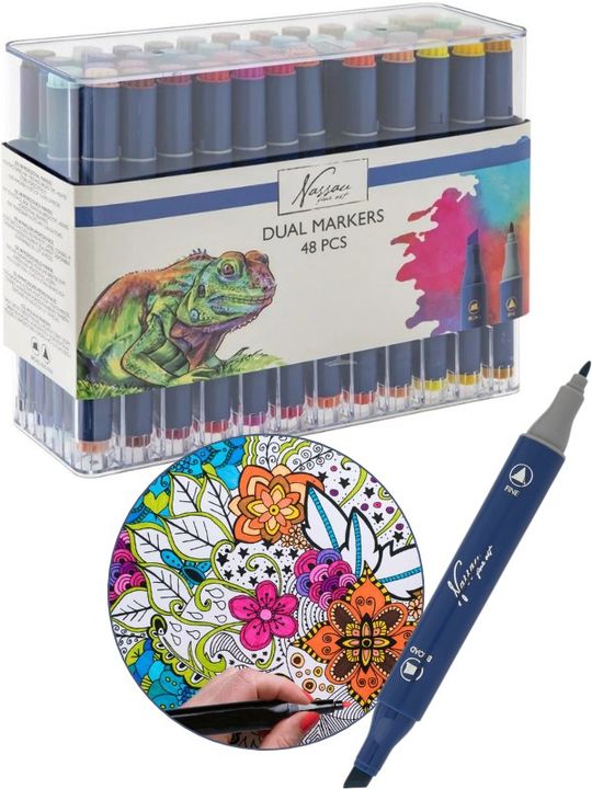 Nassau Fine Art alcoholmarkers met dubbele punt, set van 48 – afbeelding 3