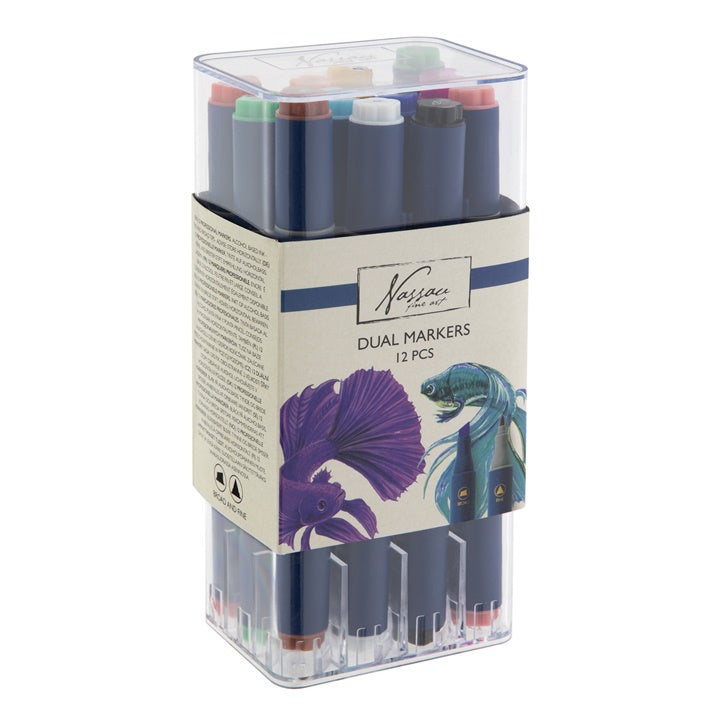 Nassau Fine Art alcoholmarkers met dubbele punt, set van 12