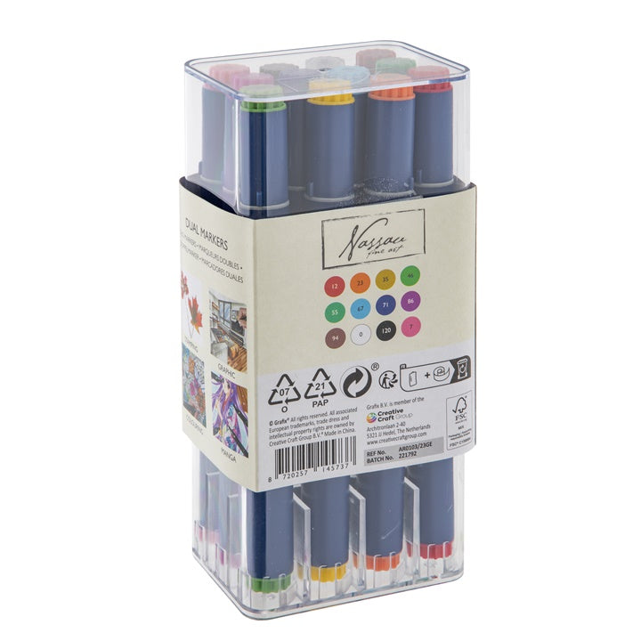 Nassau Fine Art alcoholmarkers met dubbele punt, set van 12 – afbeelding 4