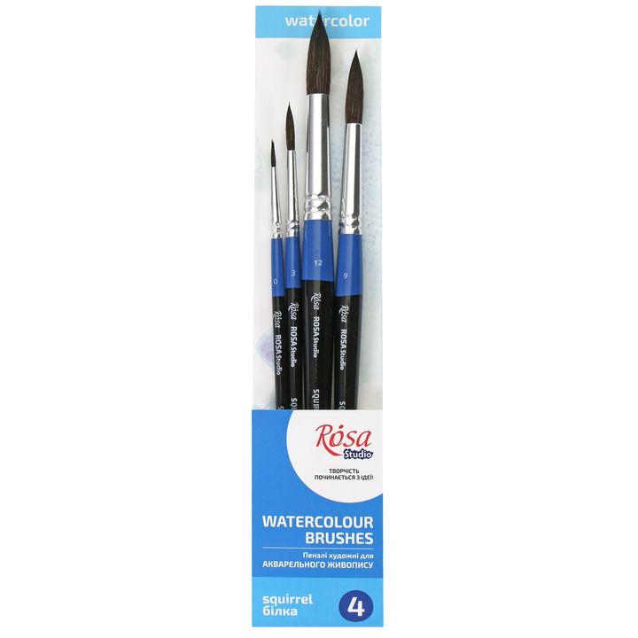 ROSA Studio ronde aquarelpenselen eekhoornhaar, set van 4