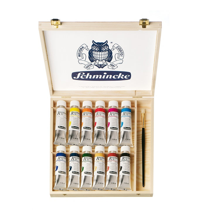 Schmincke AKADEMIE olieverfset 12 × 60 ml in houten kist